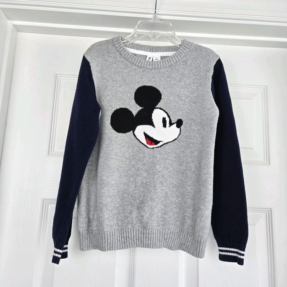Disney X Janie‎ And Jack Mickey Mouse Gray Sweater Boys Size 5 Cotton Colorblock